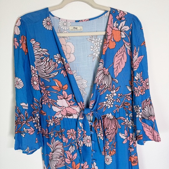 Maaji Floret Myla Kimono Blue Floral Cover Up Maxi Dress Size‎ Small - Picture 6 of 14